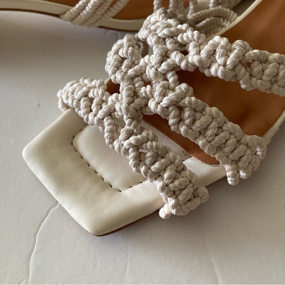 NWOB Angel Alarcon Anthropologie Woven Neutral Rope Square Toe Sandals Sz 40 - Picture 3 of 7